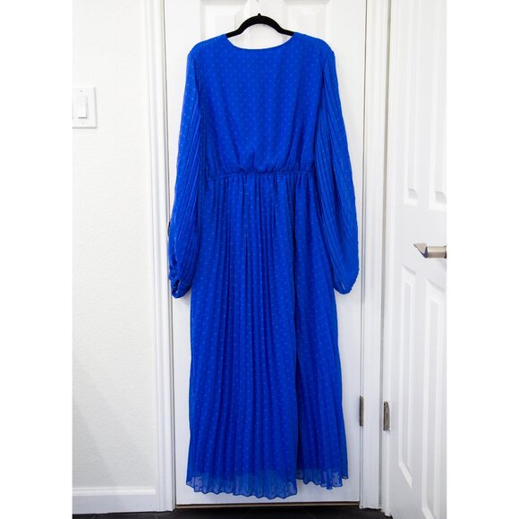 ASOS DESIGN Pleated Chiffon Maxi Cobalt Dress with Dotted Texture, size 14, NWT - Picture 7 of 9